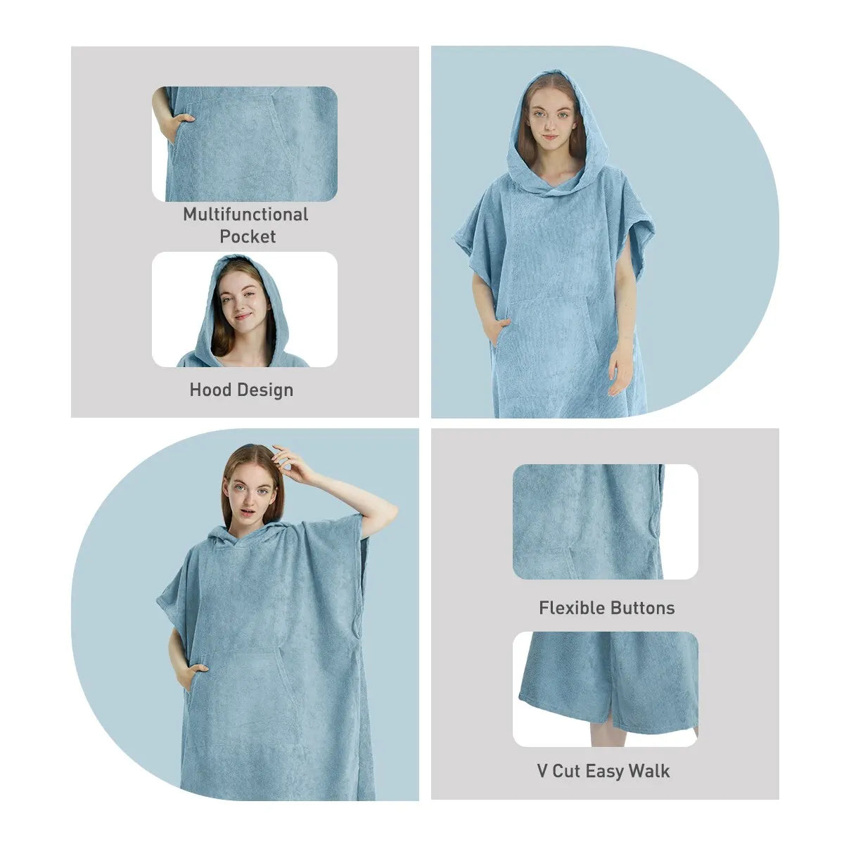 WaveCove™ Surf Poncho | Sneldrogende Microvezel Omkleedhanddoek
