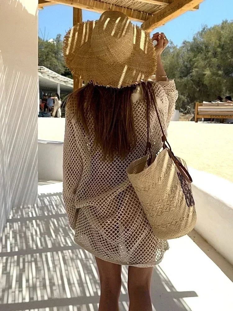 BohoBay™ Gehaakte Strandjurk | Cover-up met Lange Mouwen