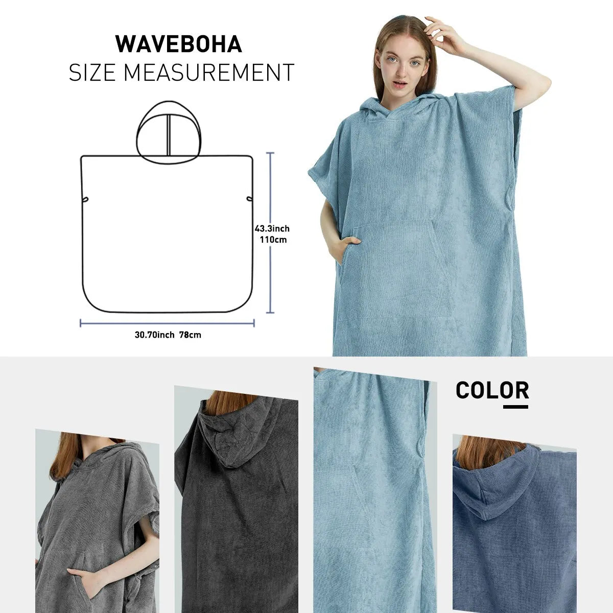 WaveCove™ Surf Poncho | Sneldrogende Microvezel Omkleedhanddoek