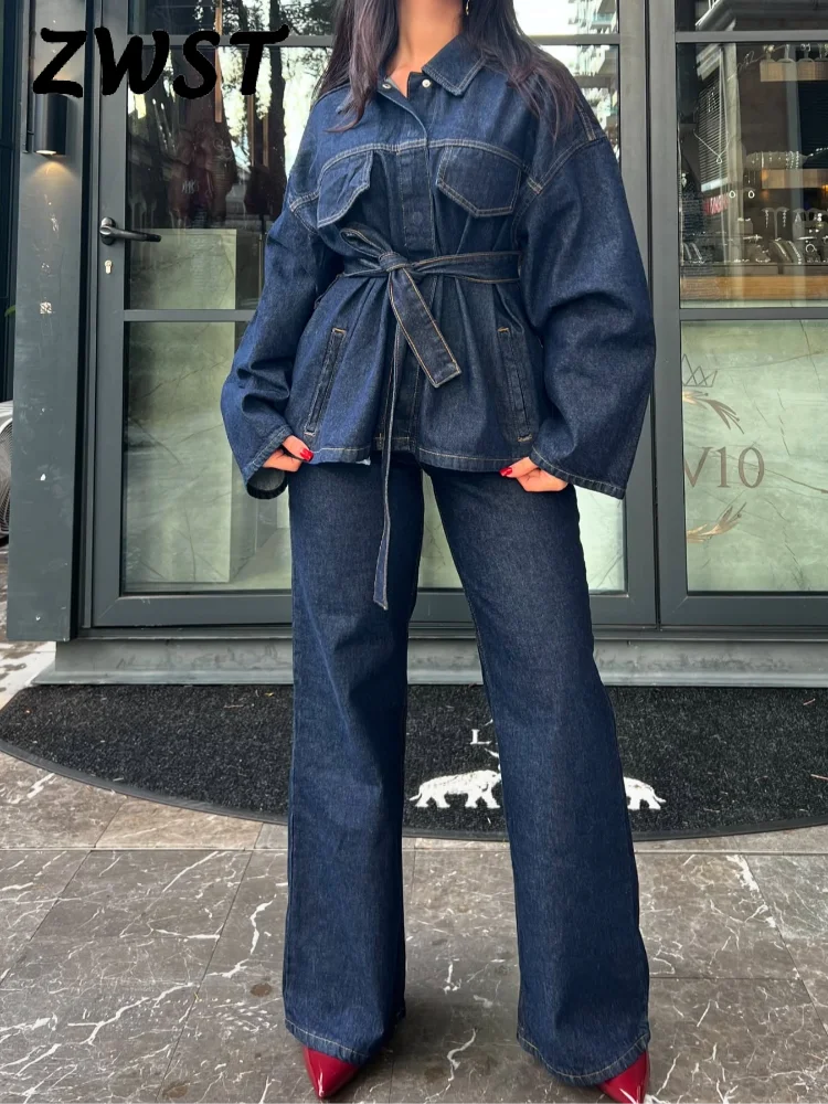Elora | Trendy Denim Tweedelige Set