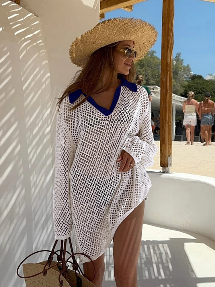 BohoBay™ Gehaakte Strandjurk | Cover-up met Lange Mouwen