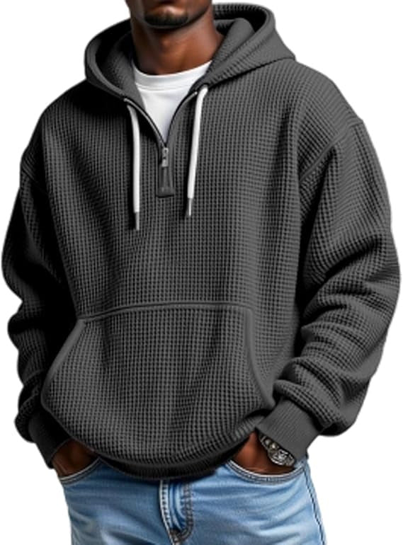 Heren hoodie | Wafelstructuur.