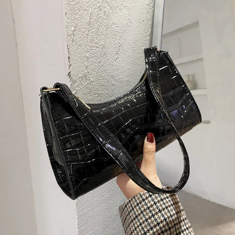 Retro Alligator Pattern Female Small Handbags and Purse Armpit  Shoulder Bags High Quality PU Leather Ladies Clutch Totes Bag