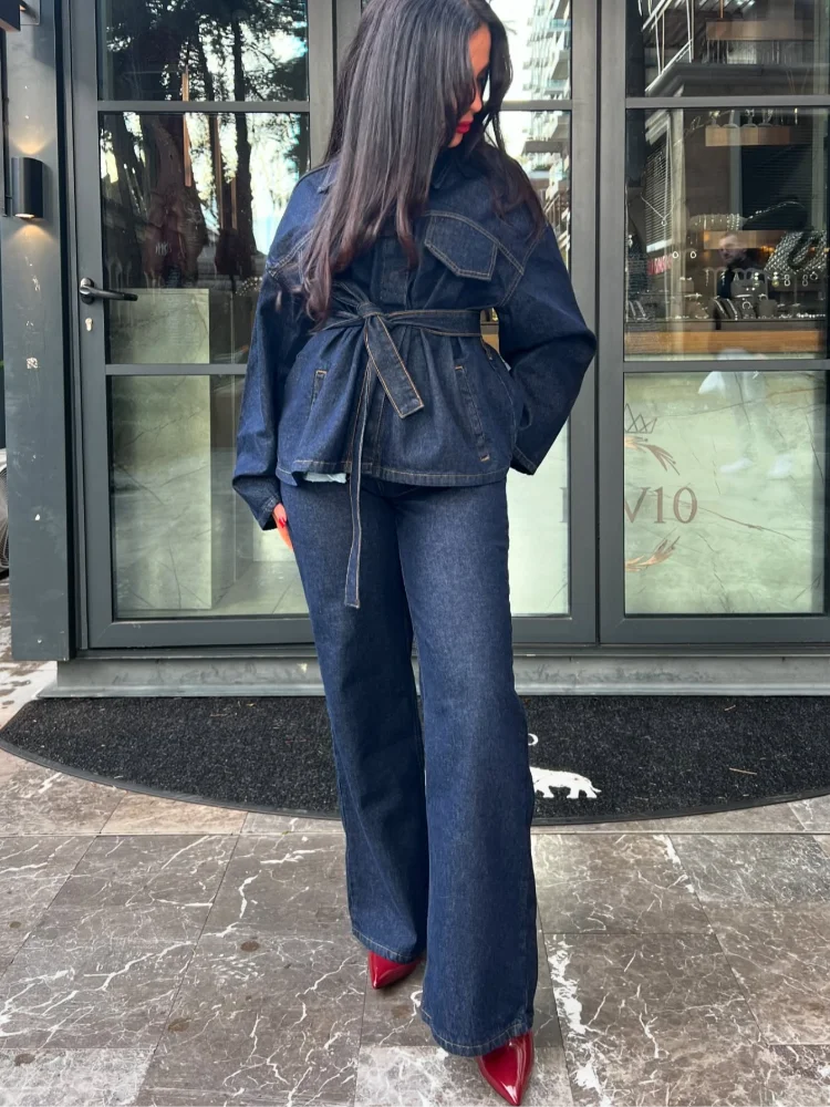 Elora | Trendy Denim Tweedelige Set