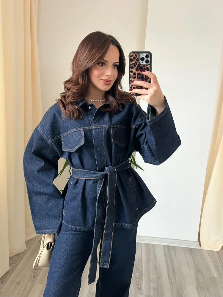 Elora | Trendy Denim Tweedelige Set